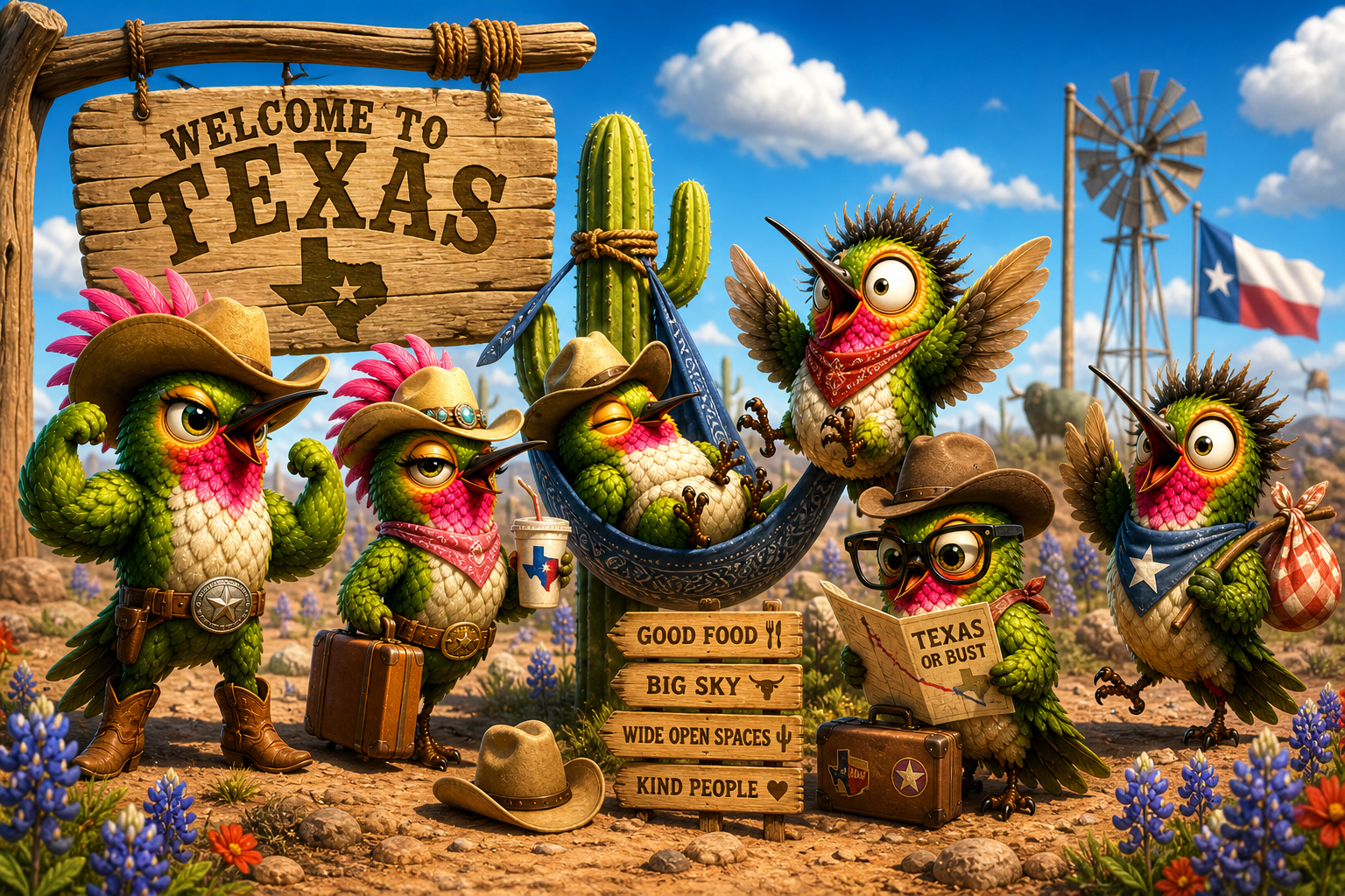 Welcome to Texas — the Hummingbird Crew arrives